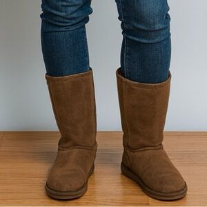 BearPaw Tan Suede Boots with Cream Lining